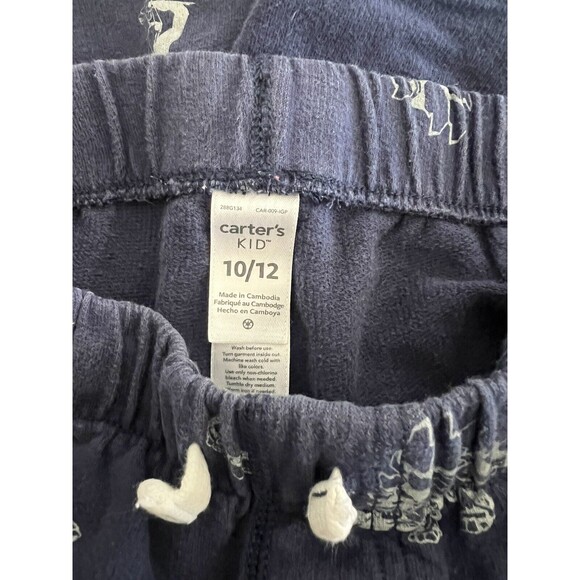 Carter's Kid Boys Navy Blue Sweat Pants Size 10/12 Drawstring Pockets Dinosuars - Picture 3 of 5